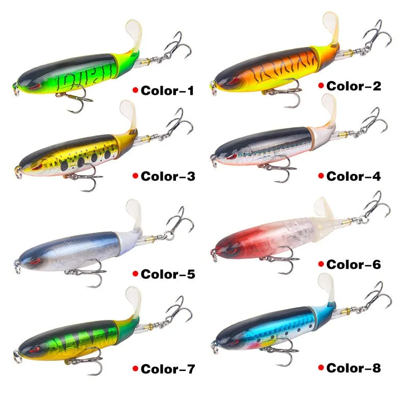 1 Pcs 10cm/14cm Topwater Fishing Lure Whopper Popper Artificial Bait Hard Plopper Soft Rotating Tail Fishing Tackle Fishing Bait