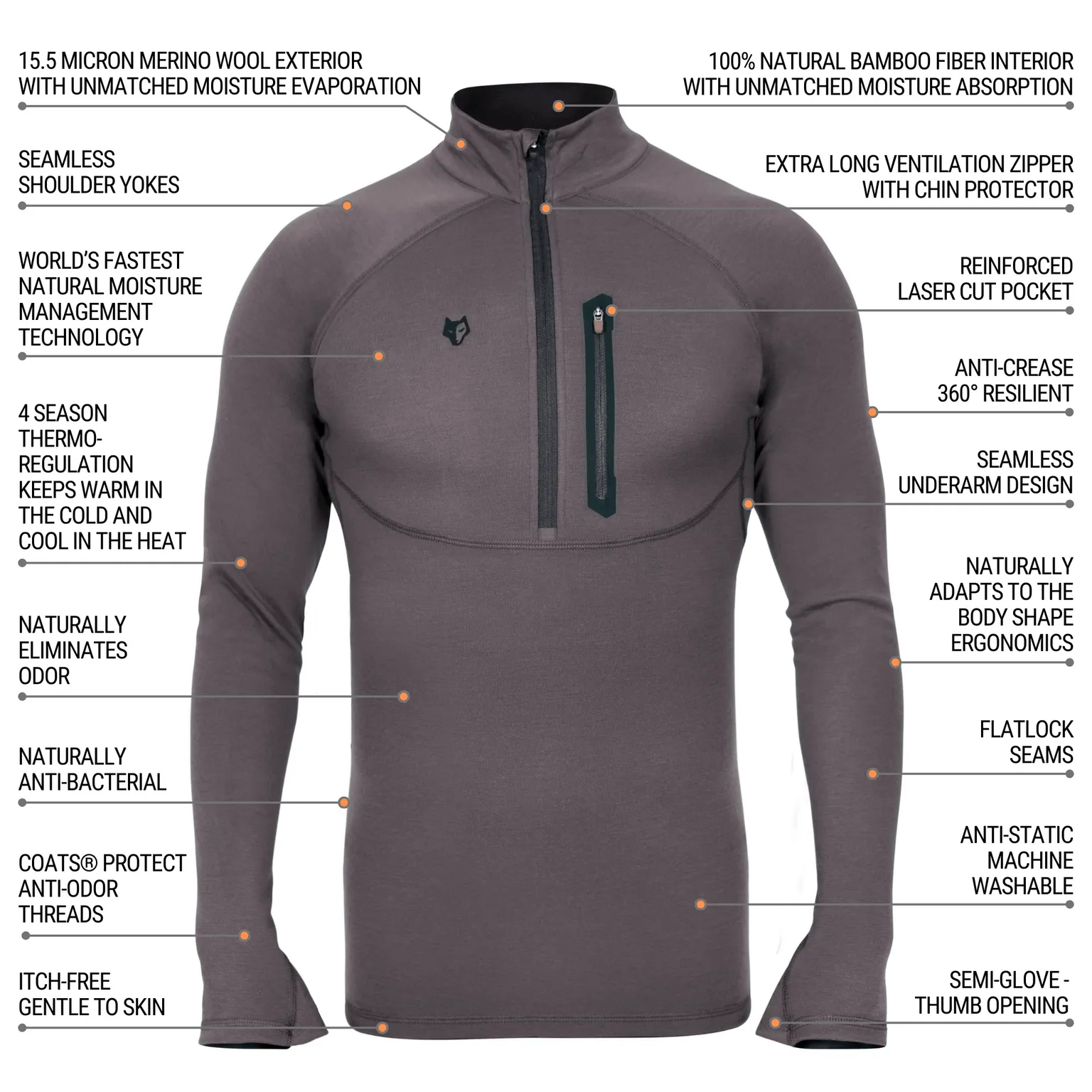 2BL Merino Wool Base Layer-Hunting Long Sleeve Thermal T-shirt