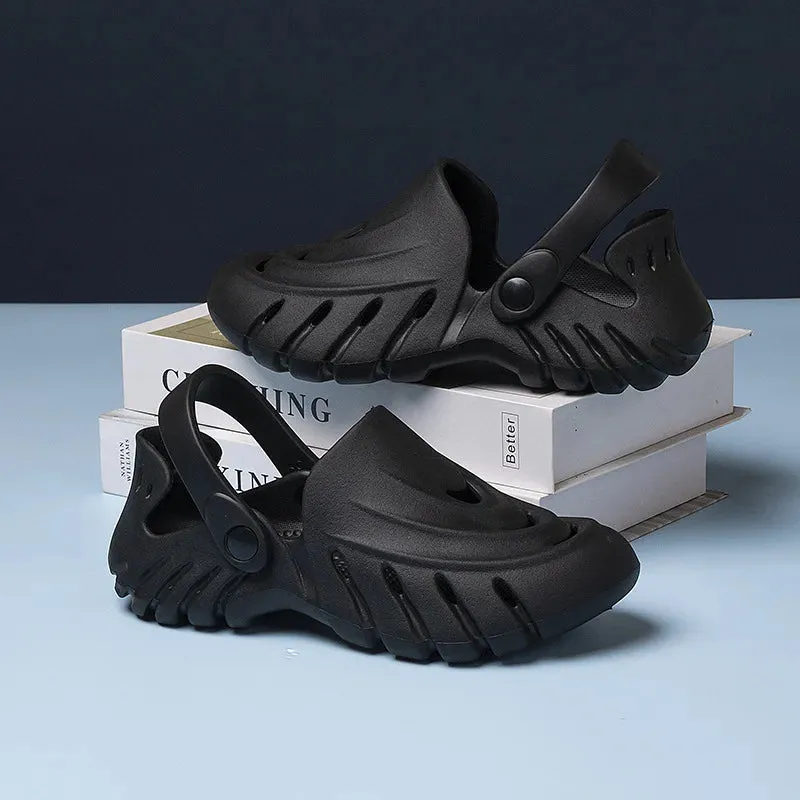 Amozae-Openwork Slippers Women's Sandals Casual Hole Shoes Couple Plus Size 44 45 Breathable Beach Flip-flops Flat Summer Women Shoes