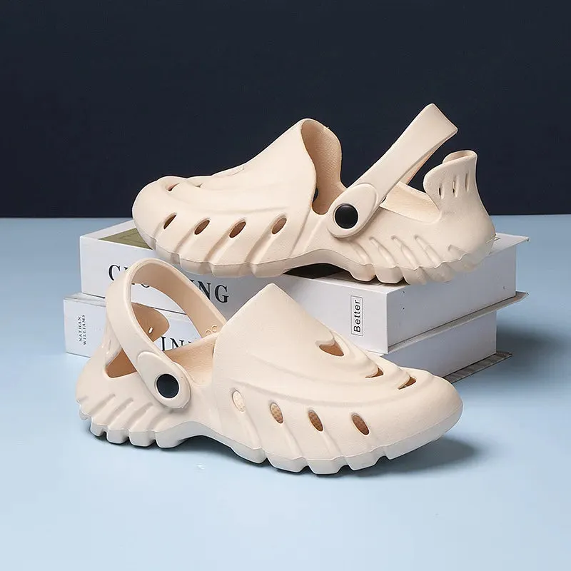 Amozae-Openwork Slippers Women's Sandals Casual Hole Shoes Couple Plus Size 44 45 Breathable Beach Flip-flops Flat Summer Women Shoes