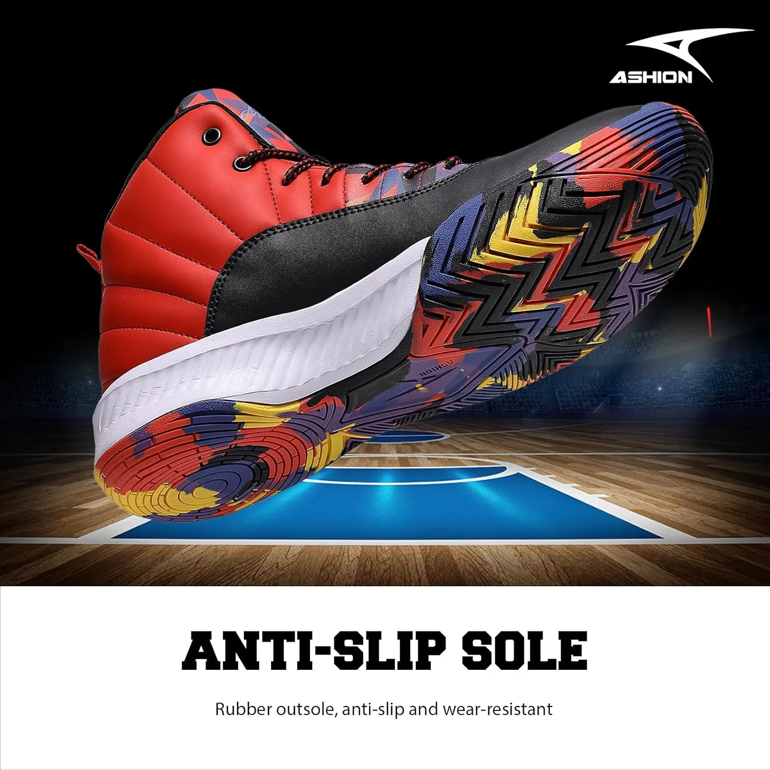 ASHION Mens Basketball Shoes High Top Streetball Lightweight Outdoor Sneakers Cushioning Shoes for Sport Athletic Fitness