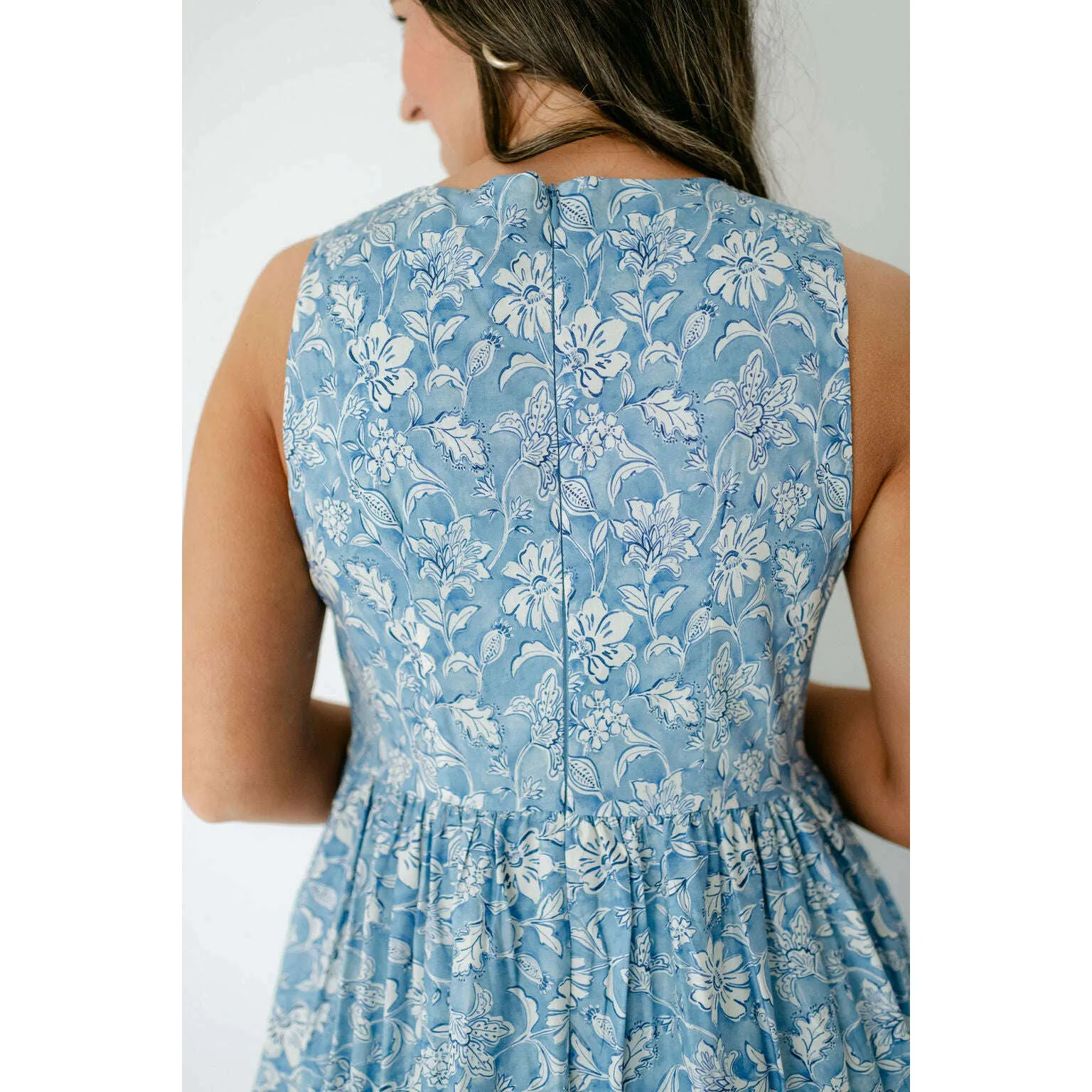 Aureum Blue Floral Tiered Maxi Dress
