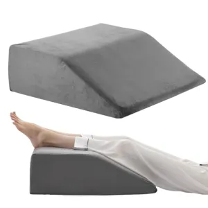 Bedluxe Leg Elevation Pillows, Leg Pillows for Sleeping, Cooling Gel Memory Foam Top, Wedge Pillow for Legs, Leg Wedges for Circulation, Swelling, After Surgery - Removable Cover (6 Inch, Grey)