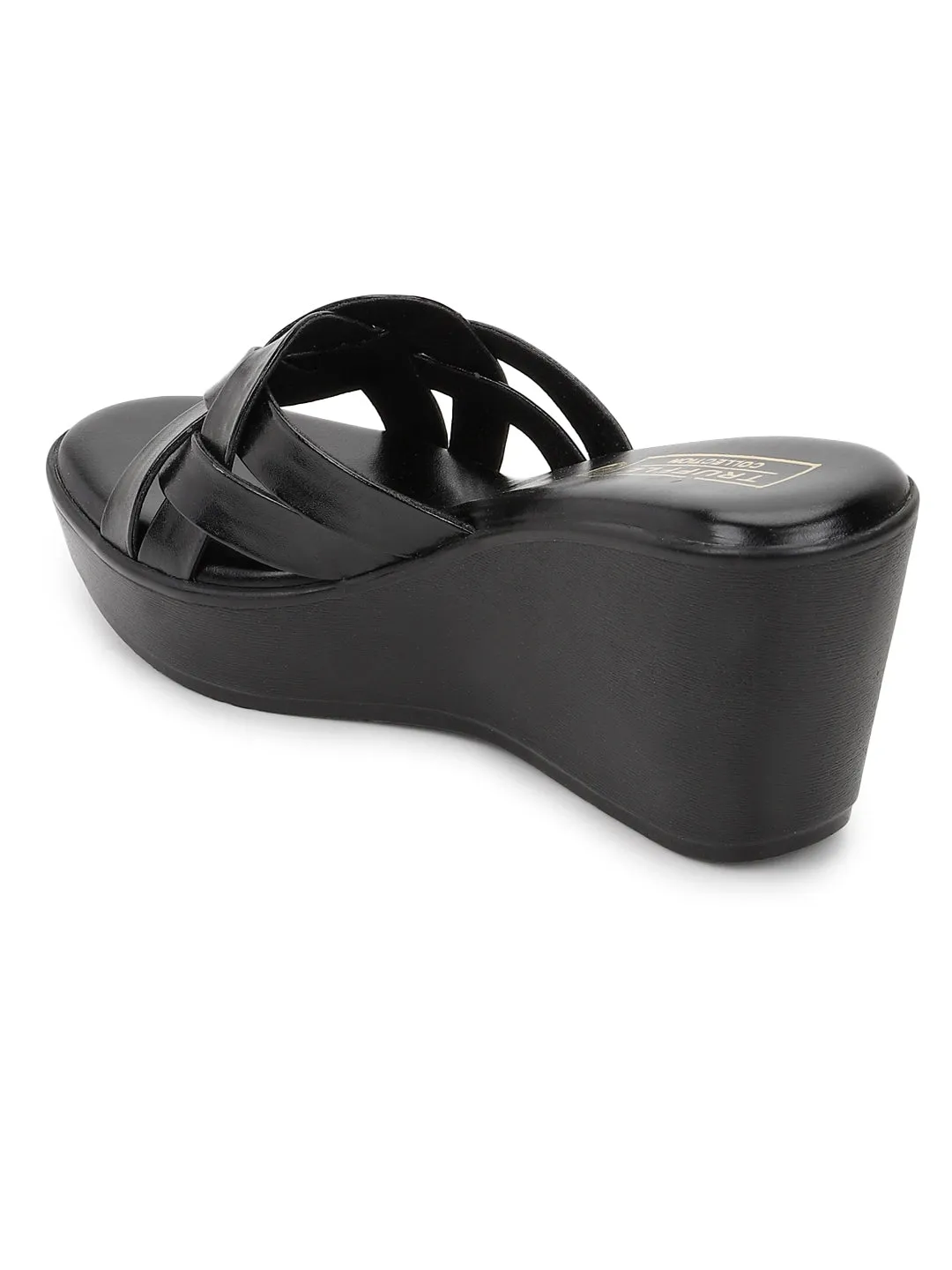 Black PU Slip-On Wedges (TC-SLC-F58-BLK)