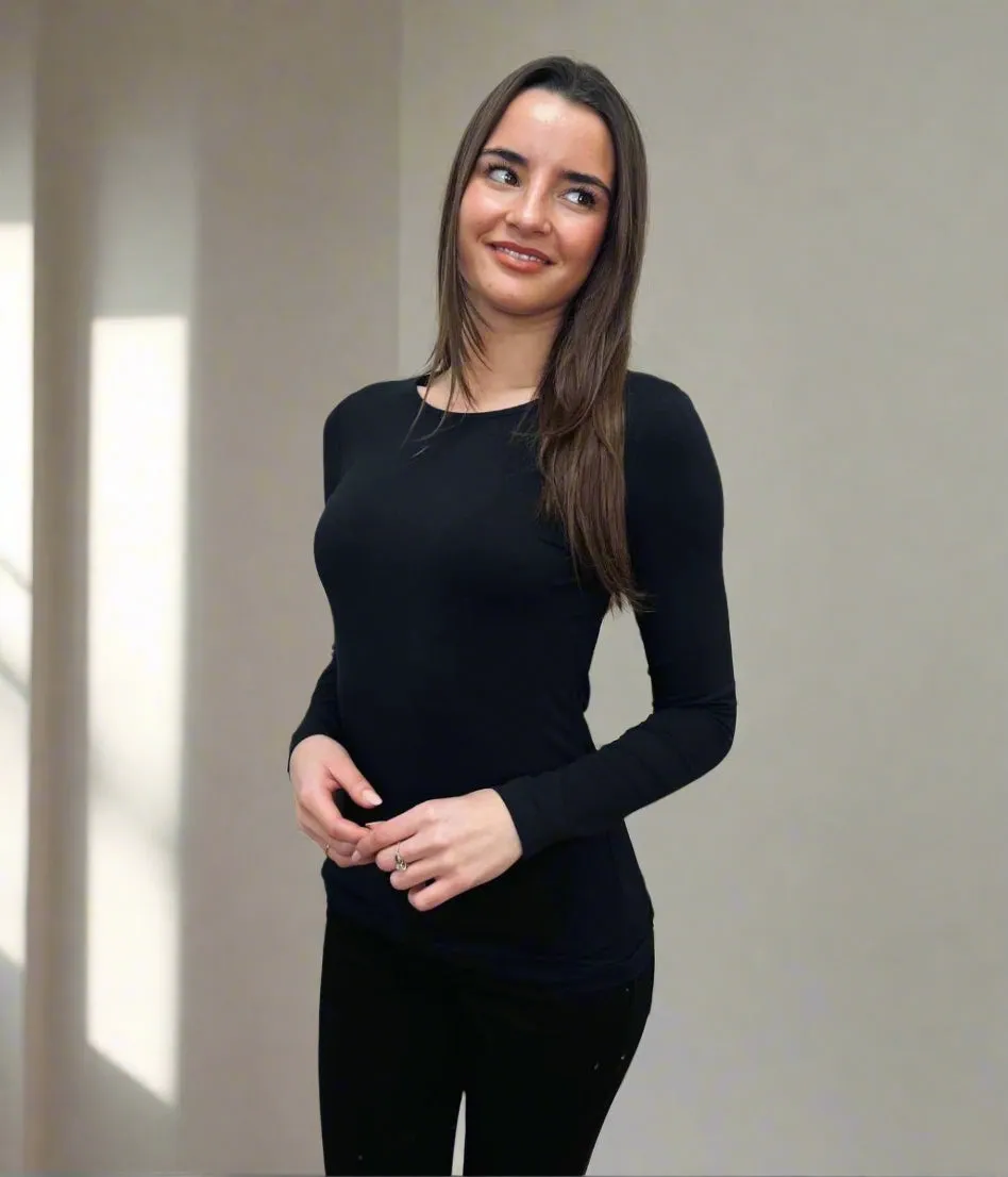 Black Slim Fit Long Sleeve Tee