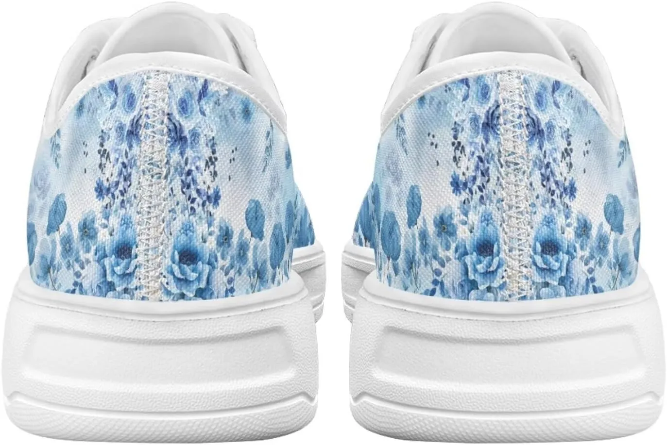 Blue Rose Women's Fashion Canvas Sneakers Tennis Shoes Low Top Walking Shoes with Thick White Sole US 5.5-13.5