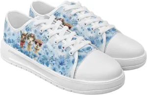Blue Rose Women's Fashion Canvas Sneakers Tennis Shoes Low Top Walking Shoes with Thick White Sole US 5.5-13.5