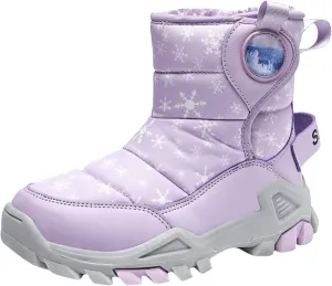 Boys Girls Winter Thick Plush Boots Outdoor Warm High Top Snow Boots Artificial Short Plush Snow Boots Black