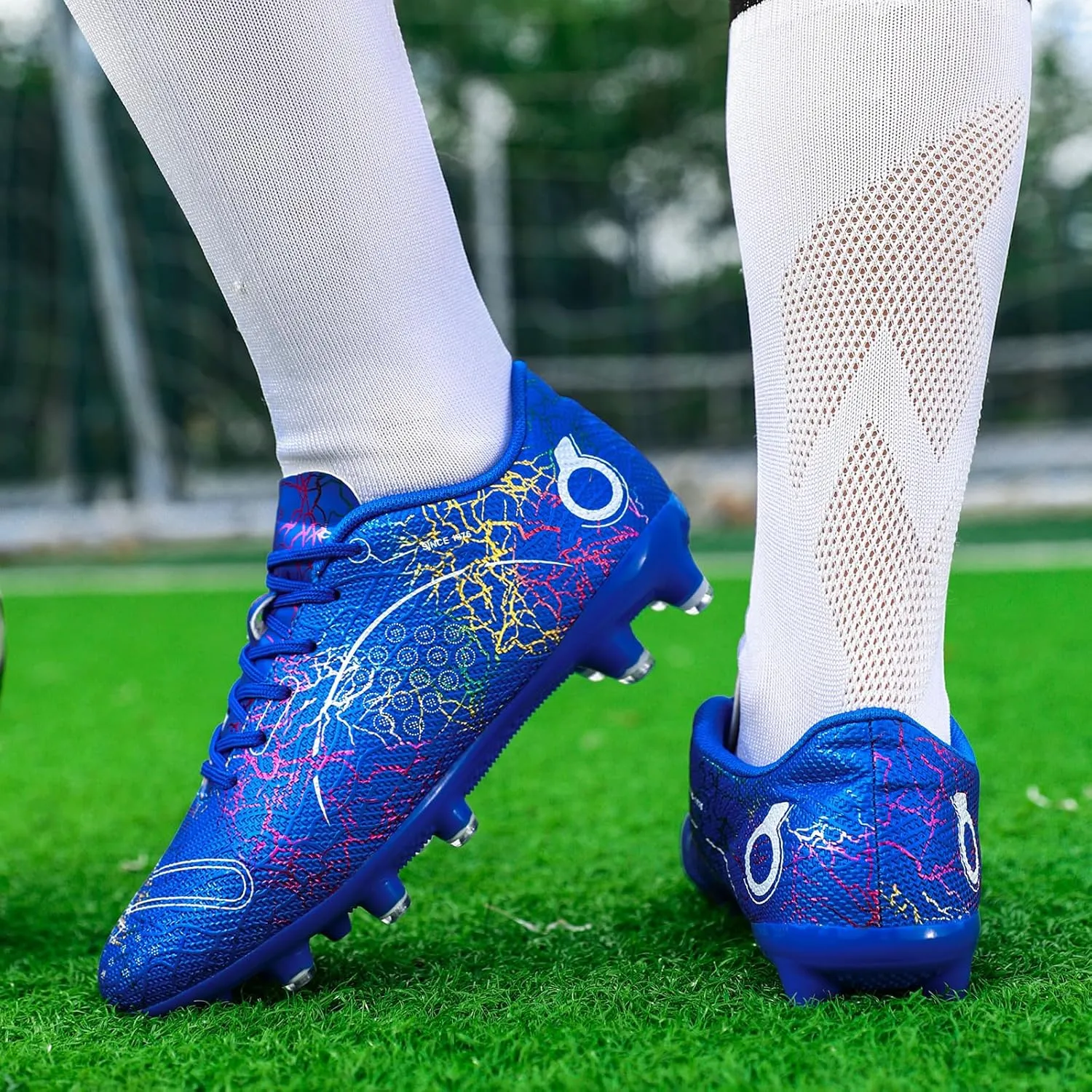 Boys' Soccer Shoes Kids Firm Ground Soccer Cleats Girls Athletic Sneakers Outdoor Turf Football Shoes for Little/Big Kid