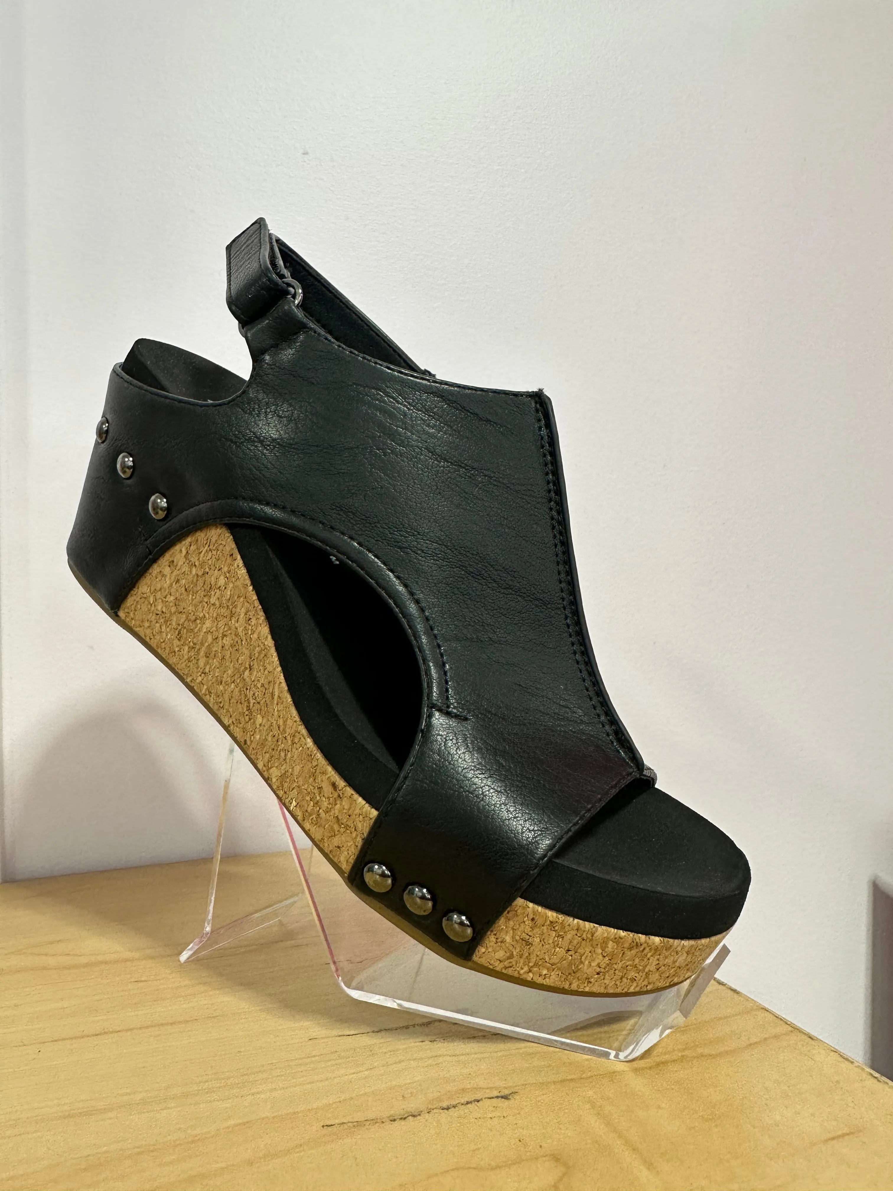 Carley Wedges in Black Smooth