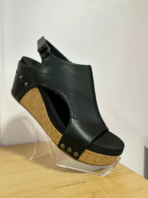 Carley Wedges in Black Smooth