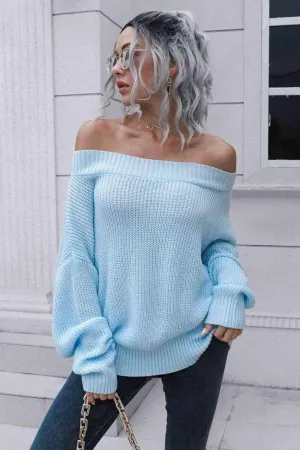Chic Comfort Ribbed Knit Off Shoulder Sweater
