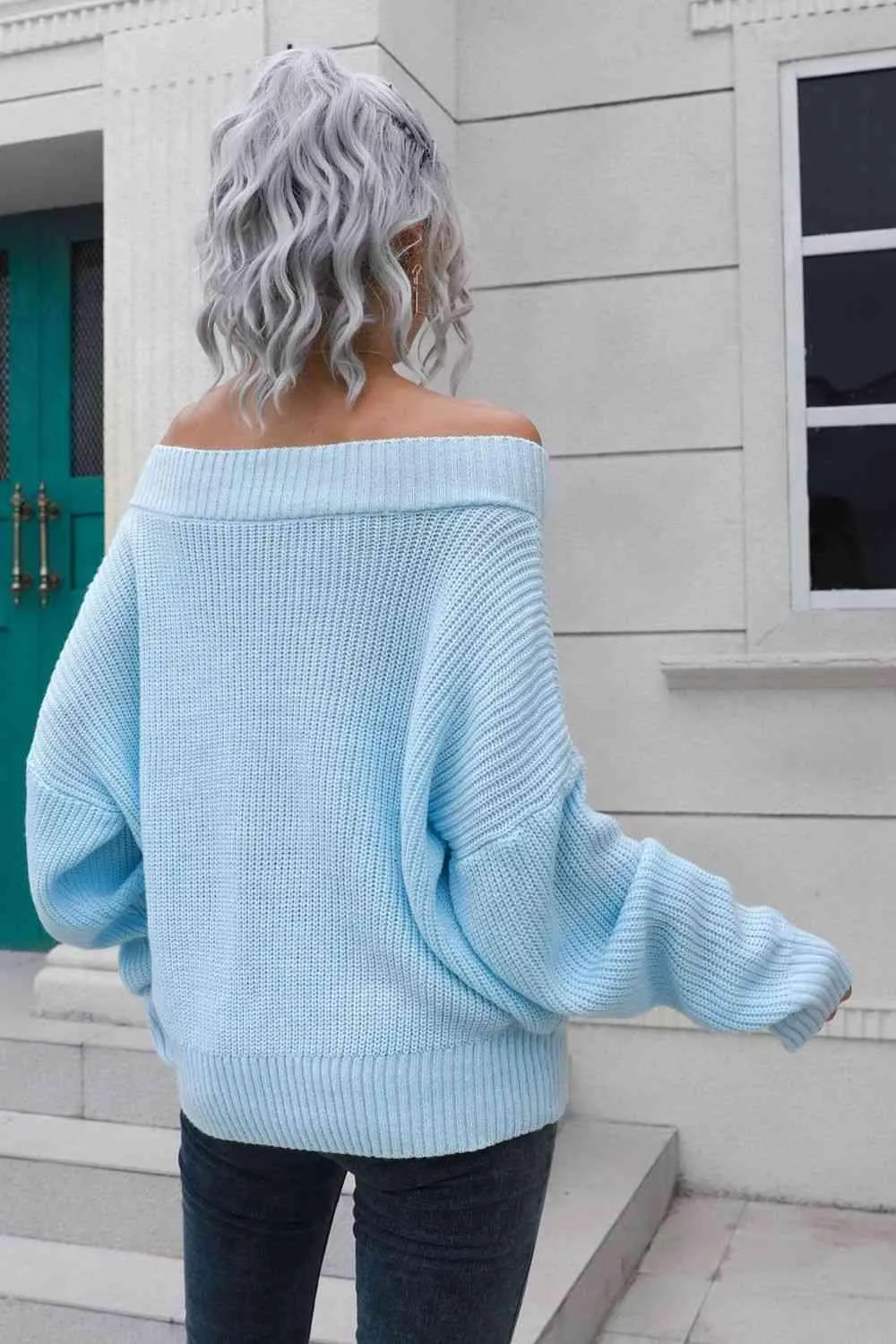 Chic Comfort Ribbed Knit Off Shoulder Sweater