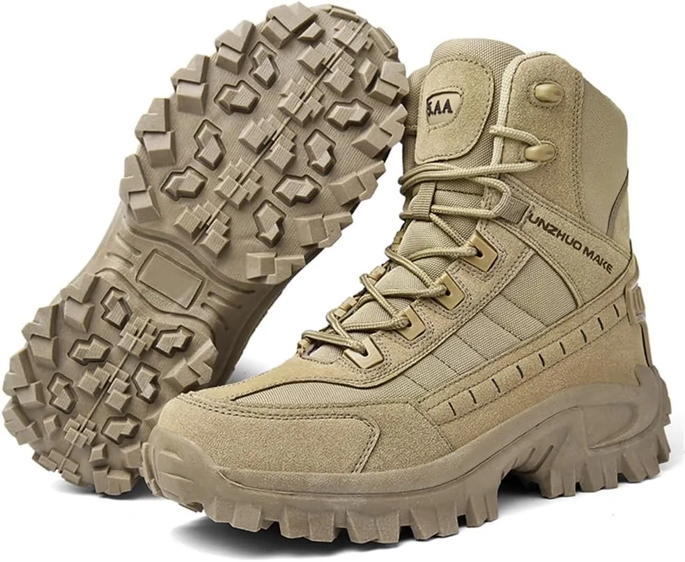 CHUUMEE Men's Tactical Work Boots Splash Resistant Durable Outdoor Suede Hiking Boots Breathable Army Desert Boots