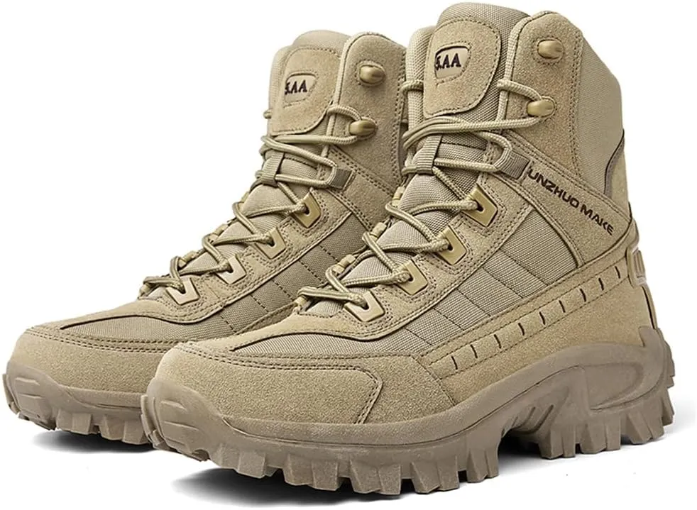 CHUUMEE Men's Tactical Work Boots Splash Resistant Durable Outdoor Suede Hiking Boots Breathable Army Desert Boots
