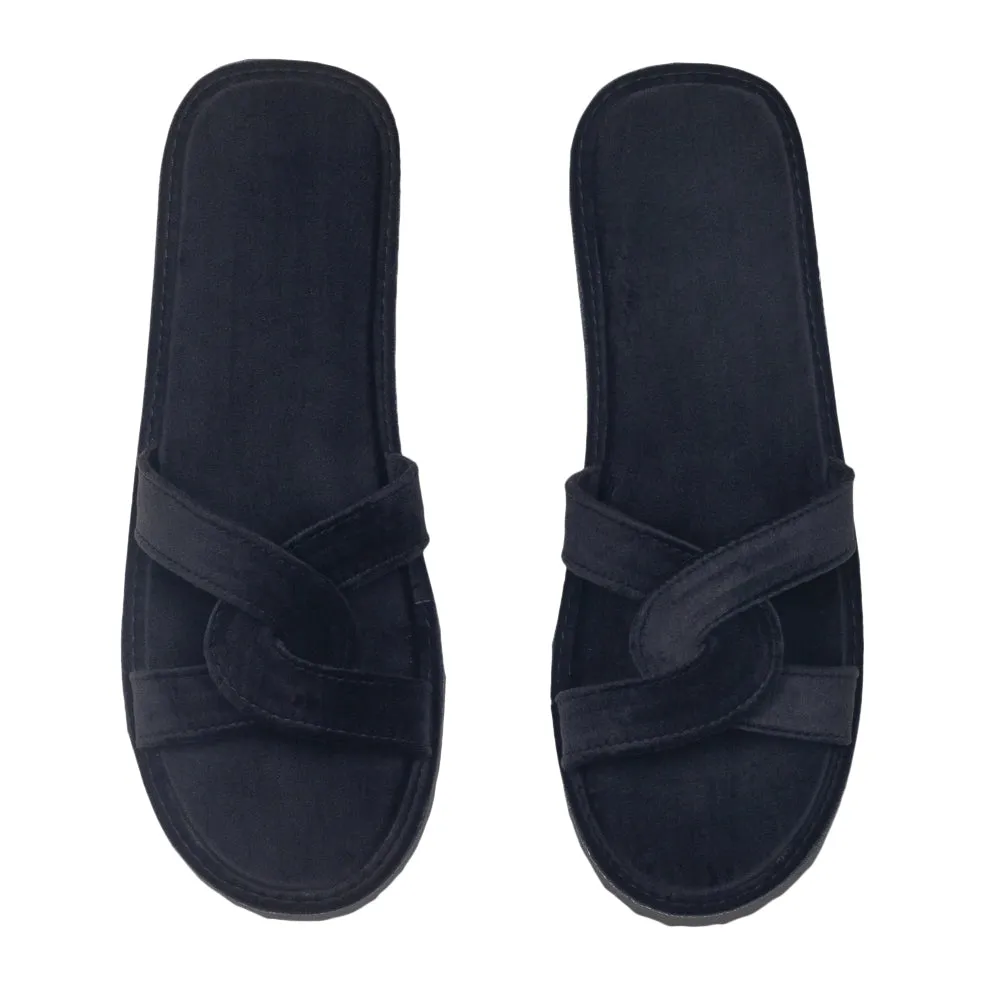 Cleopatra Velvet Domani Slippers (Black)