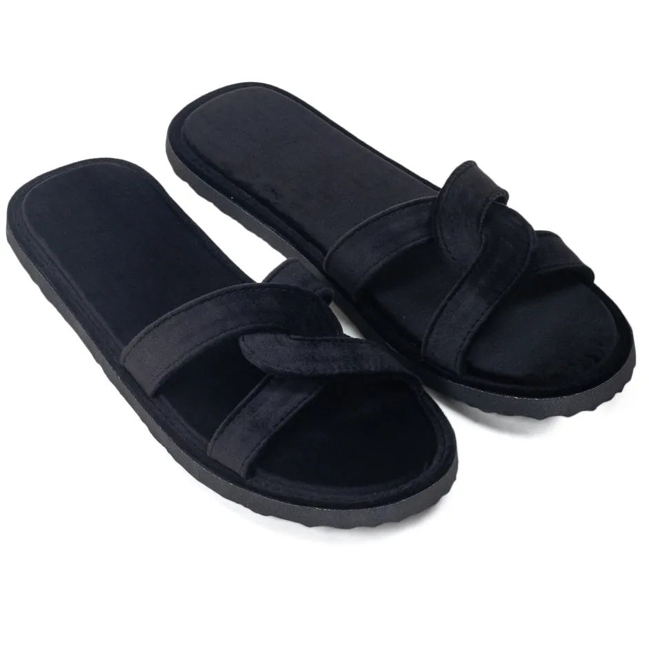 Cleopatra Velvet Domani Slippers (Black)
