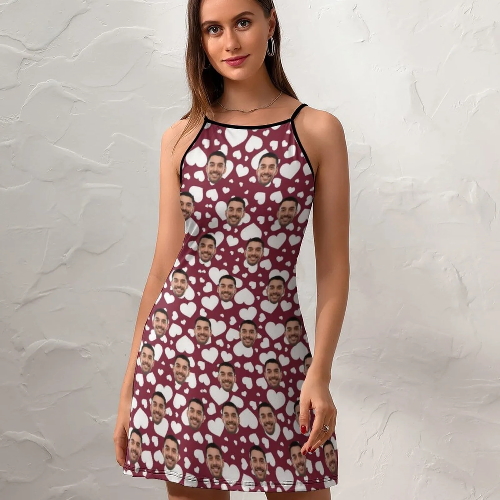 Custom Face White Heart Women's Sling Dress