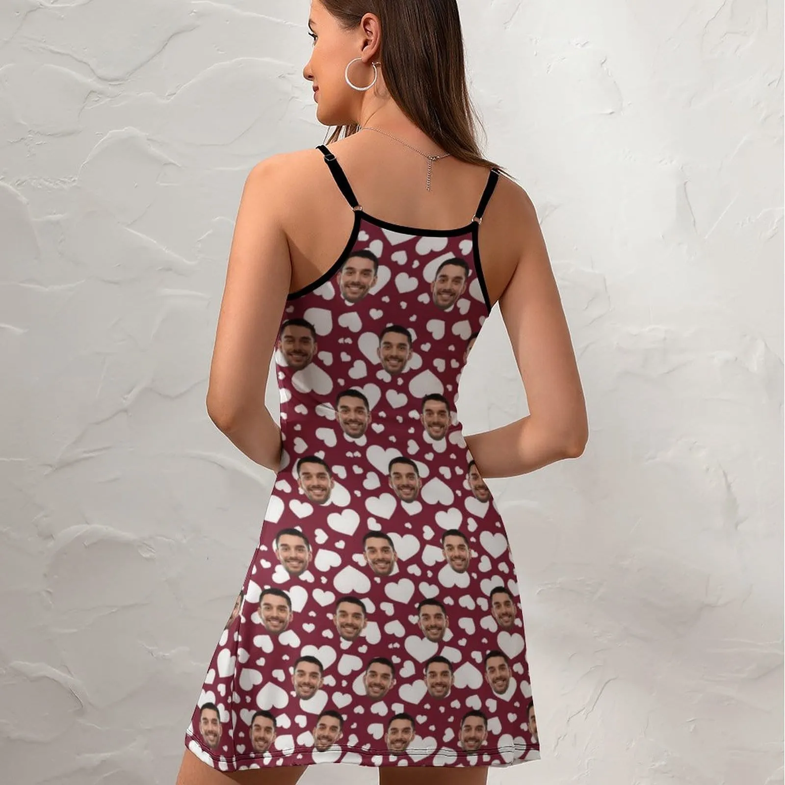 Custom Face White Heart Women's Sling Dress