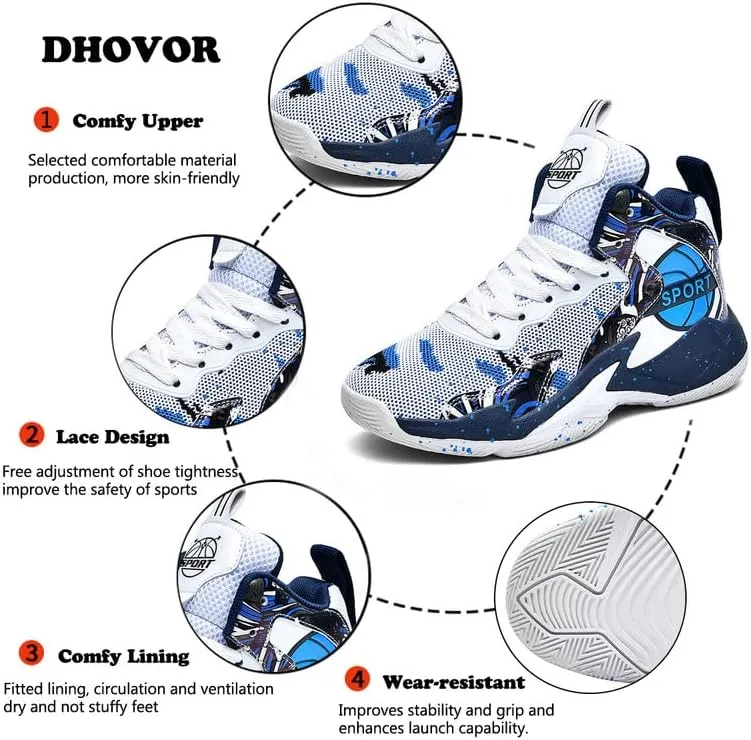 DHOVOR Womens Basketball Shoes Girls Fashion Basketball Sneakers Non Slip Basketball Trainers Sport Shoes for Womens Outdoor and Indoor