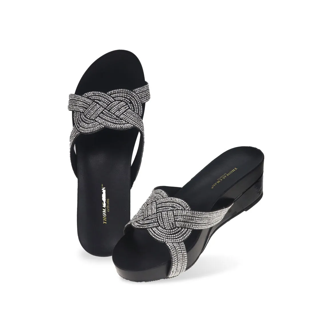 Diamond Knot-Decor Slide on Sandals 2" inch [Arch-legance Series]