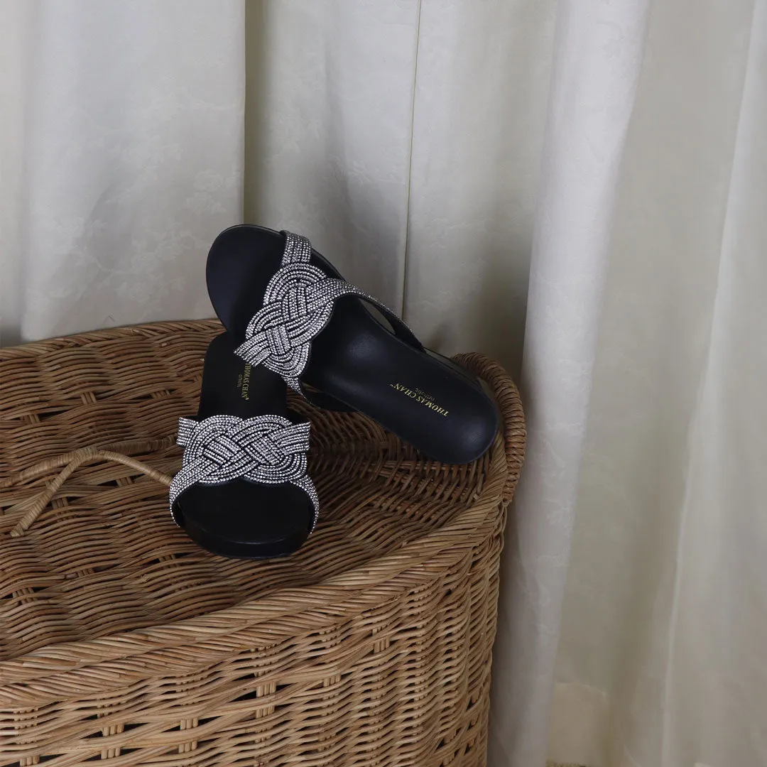 Diamond Knot-Decor Slide on Sandals 2" inch [Arch-legance Series]