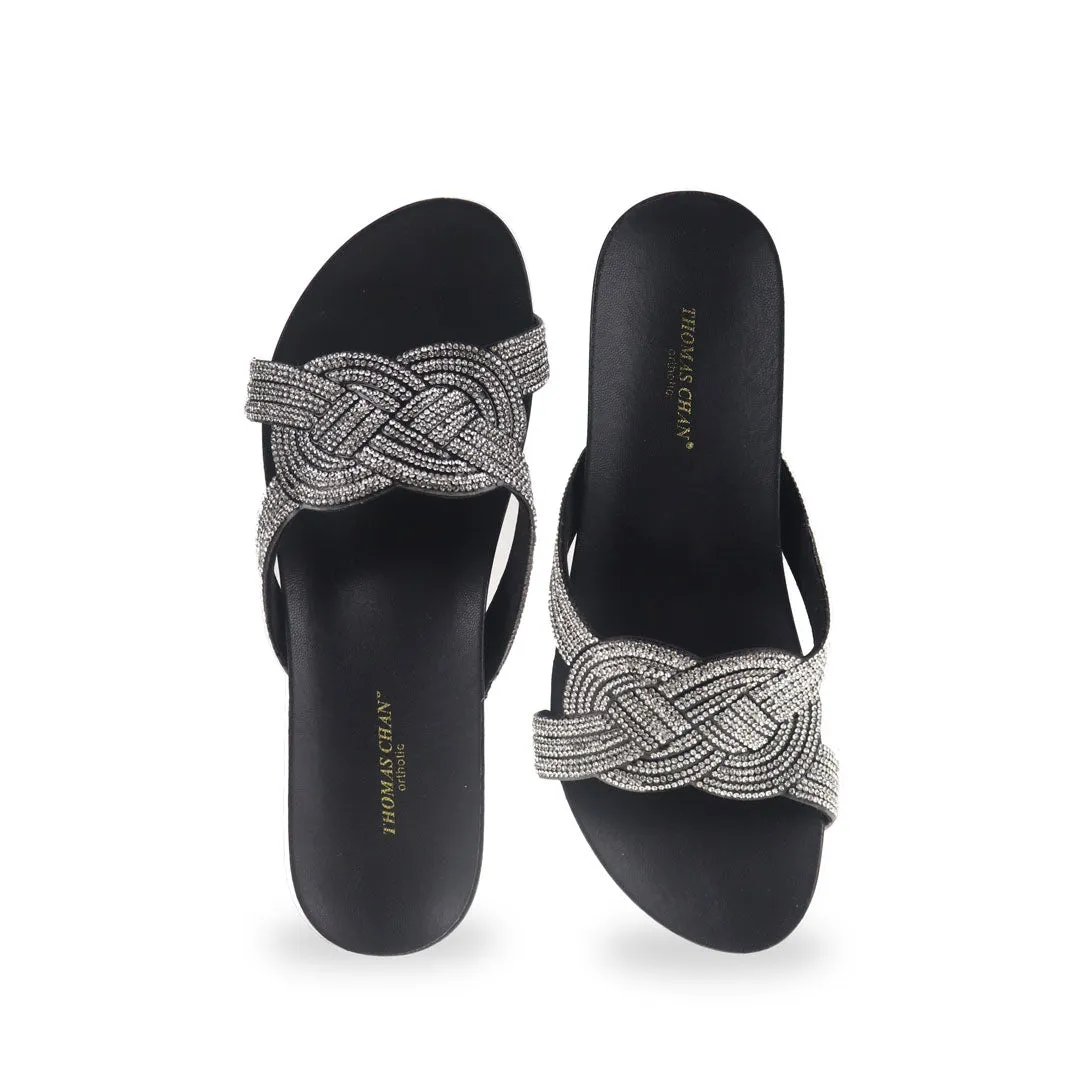 Diamond Knot-Decor Slide on Sandals 2" inch [Arch-legance Series]