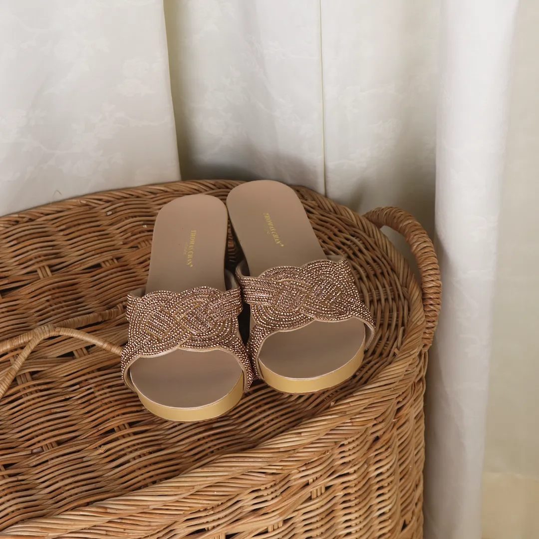 Diamond Knot-Decor Slide on Sandals 2" inch [Arch-legance Series]