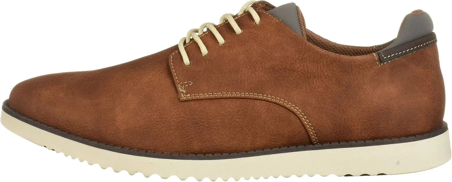 Dr. Scholl's Men's Sync Plain Toe Dress Casual Oxford, Dark Tan Smooth, 8