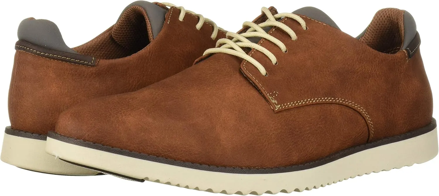 Dr. Scholl's Men's Sync Plain Toe Dress Casual Oxford, Dark Tan Smooth, 8