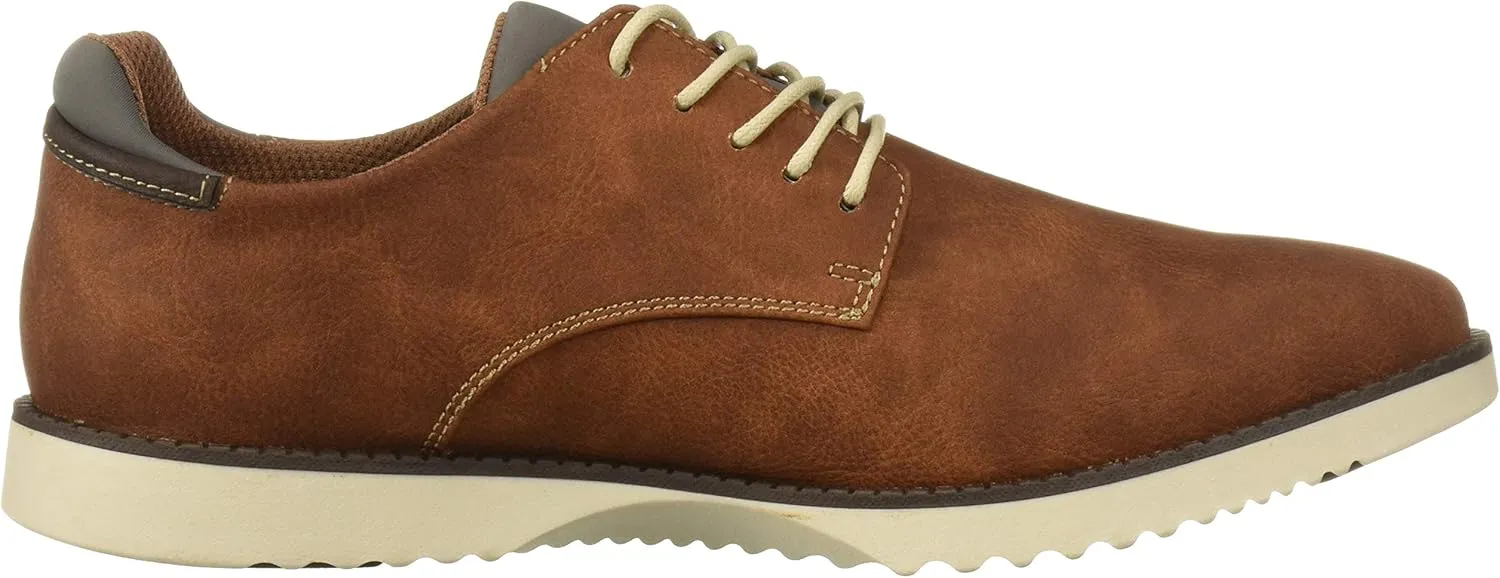 Dr. Scholl's Men's Sync Plain Toe Dress Casual Oxford, Dark Tan Smooth, 8