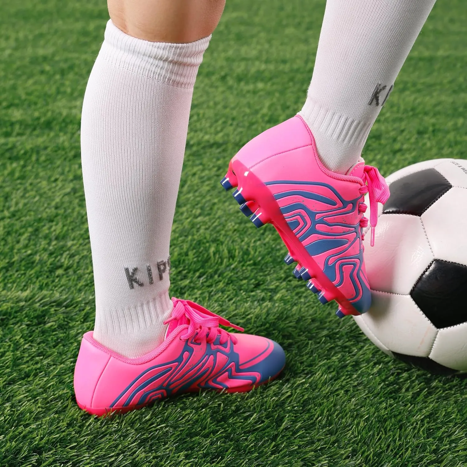 DREAM PAIRS Boys Girls Soccer Cleats Youth Firm Groud Baseball Cleats Sport Athletic Outdoor Trainning Football Shoes for Little/Big Kid