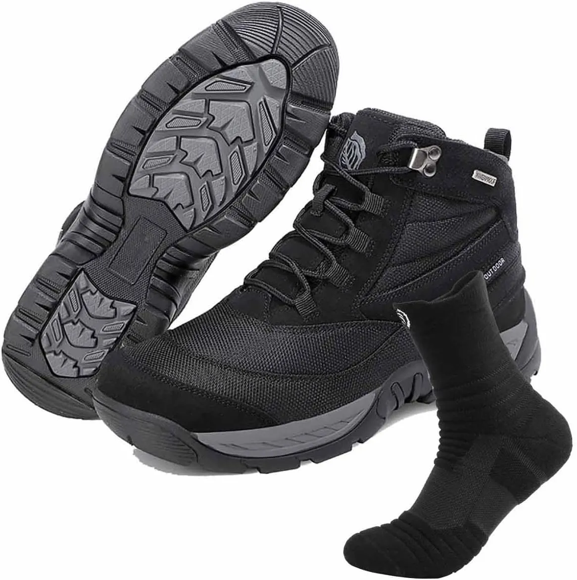 Durable Military Work Boots, Men's Military Tactical Boots with Sports Socks Lightweight Military Boots Breathable Desert Boots Waterproof Hiking Work Boots