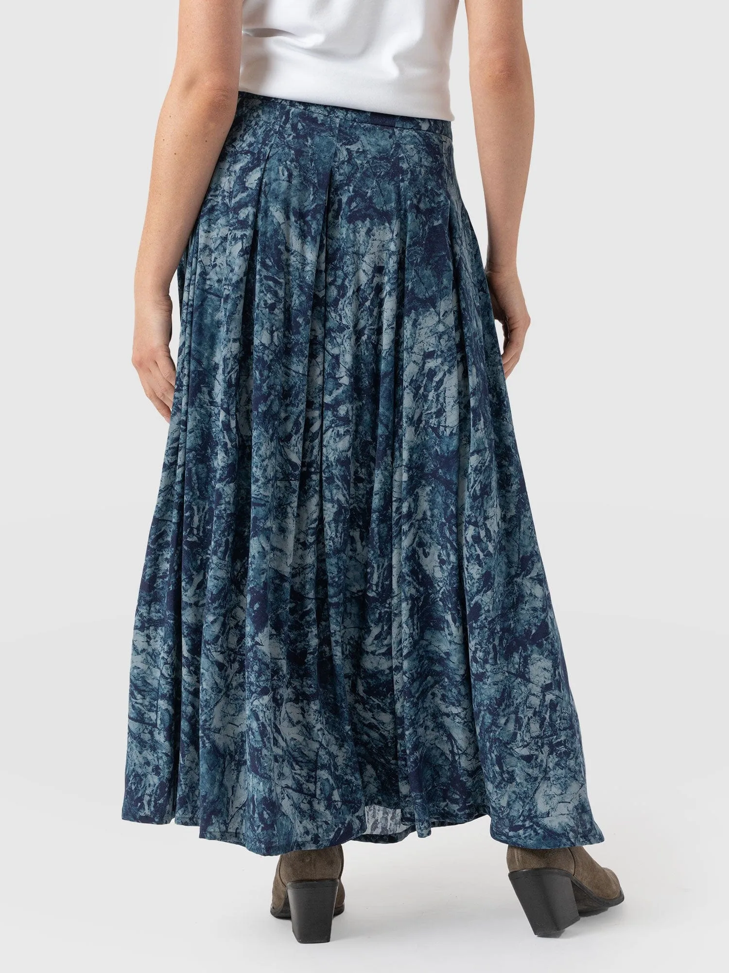 Eliza Pleated Skirt - Blue Marble