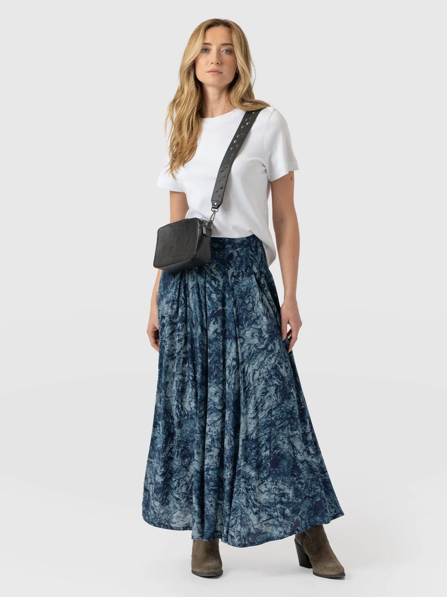 Eliza Pleated Skirt - Blue Marble