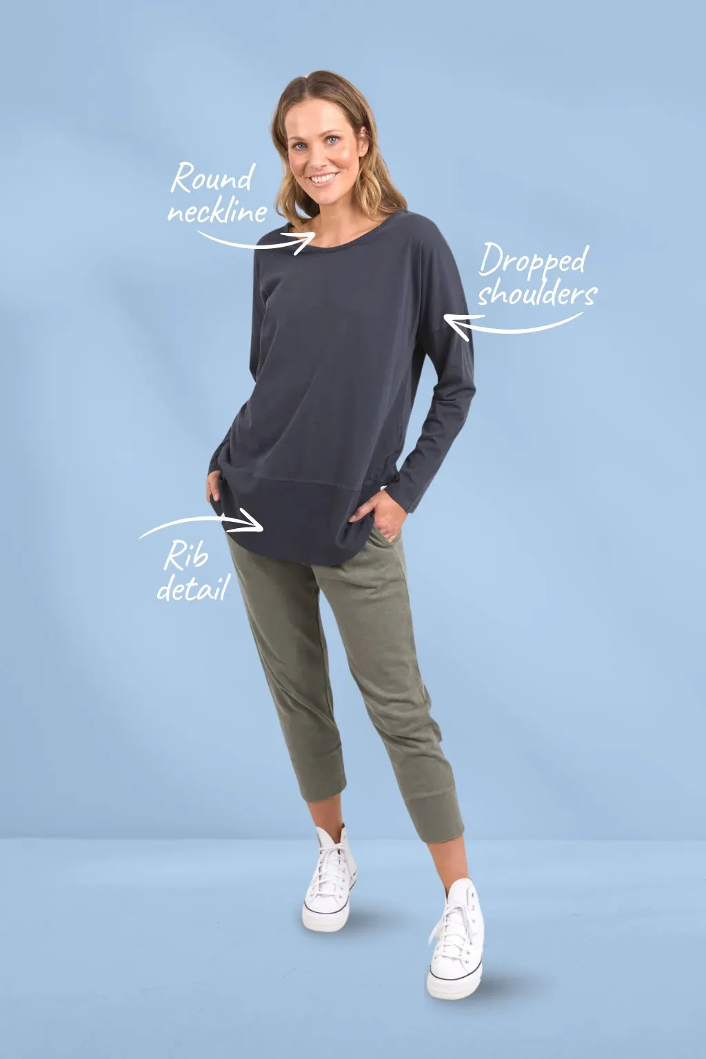 Elm Fundamental LS Rib Tee Navy