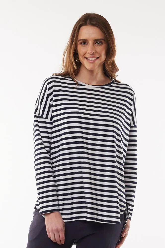 Elm Society Stripe LS Tee Navy
