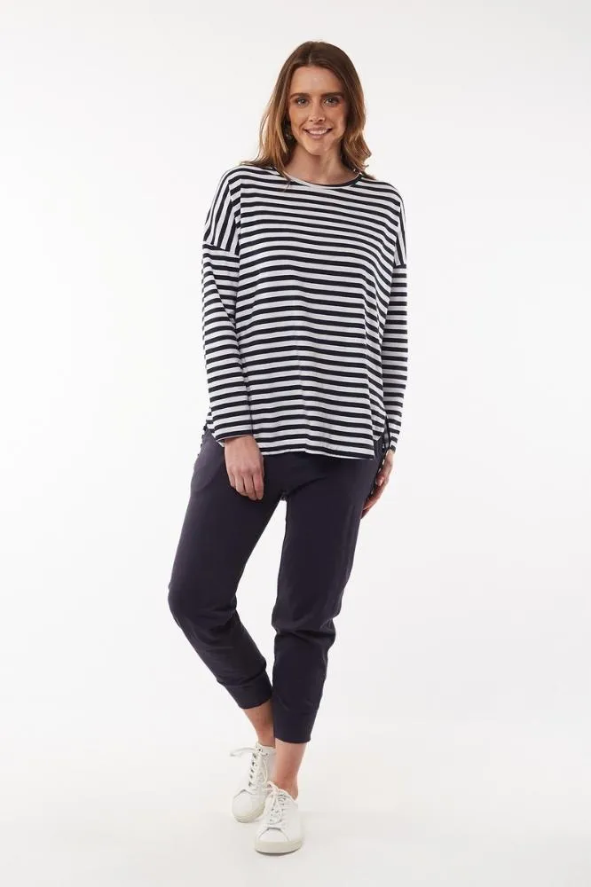 Elm Society Stripe LS Tee Navy