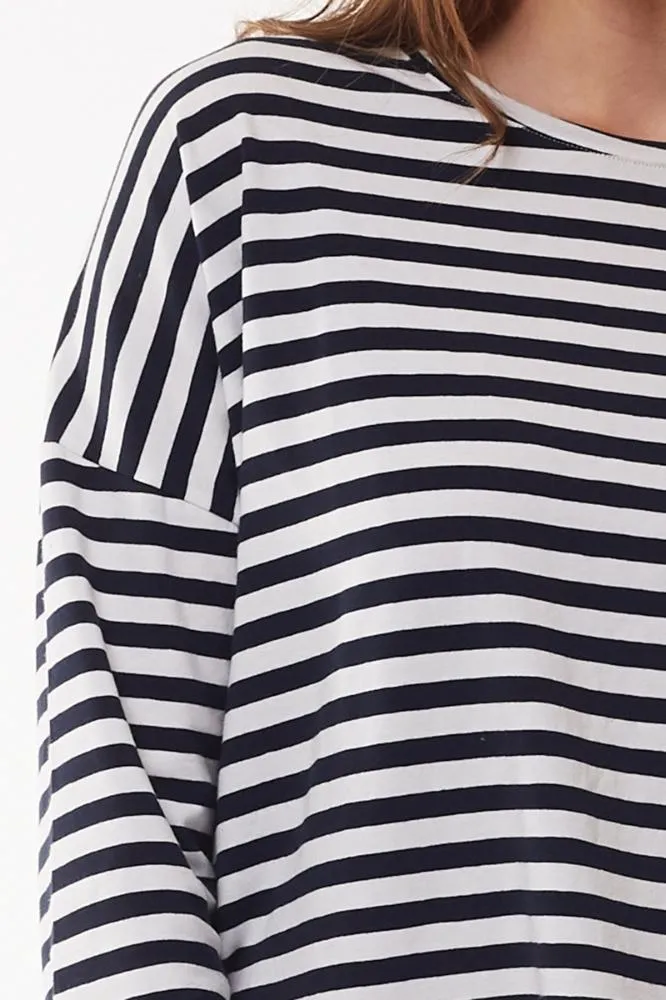 Elm Society Stripe LS Tee Navy