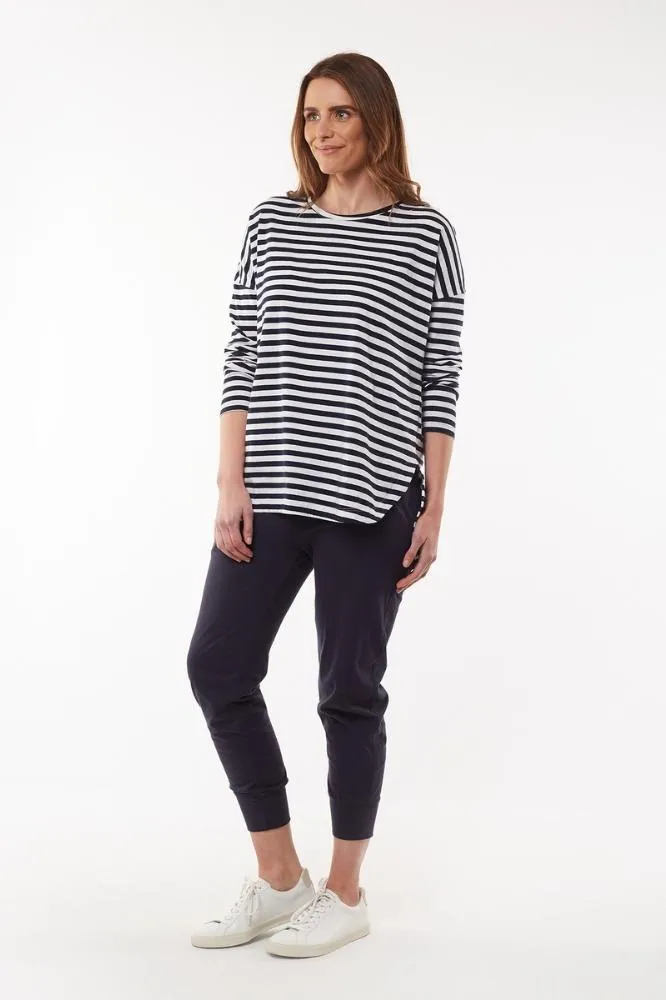 Elm Society Stripe LS Tee Navy