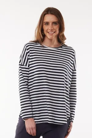 Elm Society Stripe LS Tee Navy