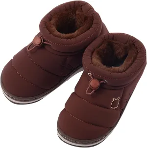 Fashion Winter Toddler Baby Boots Cozy Fleece Warm Ankle Boots Flat Bottom Non Slip Round Toe Solid House Shoes
