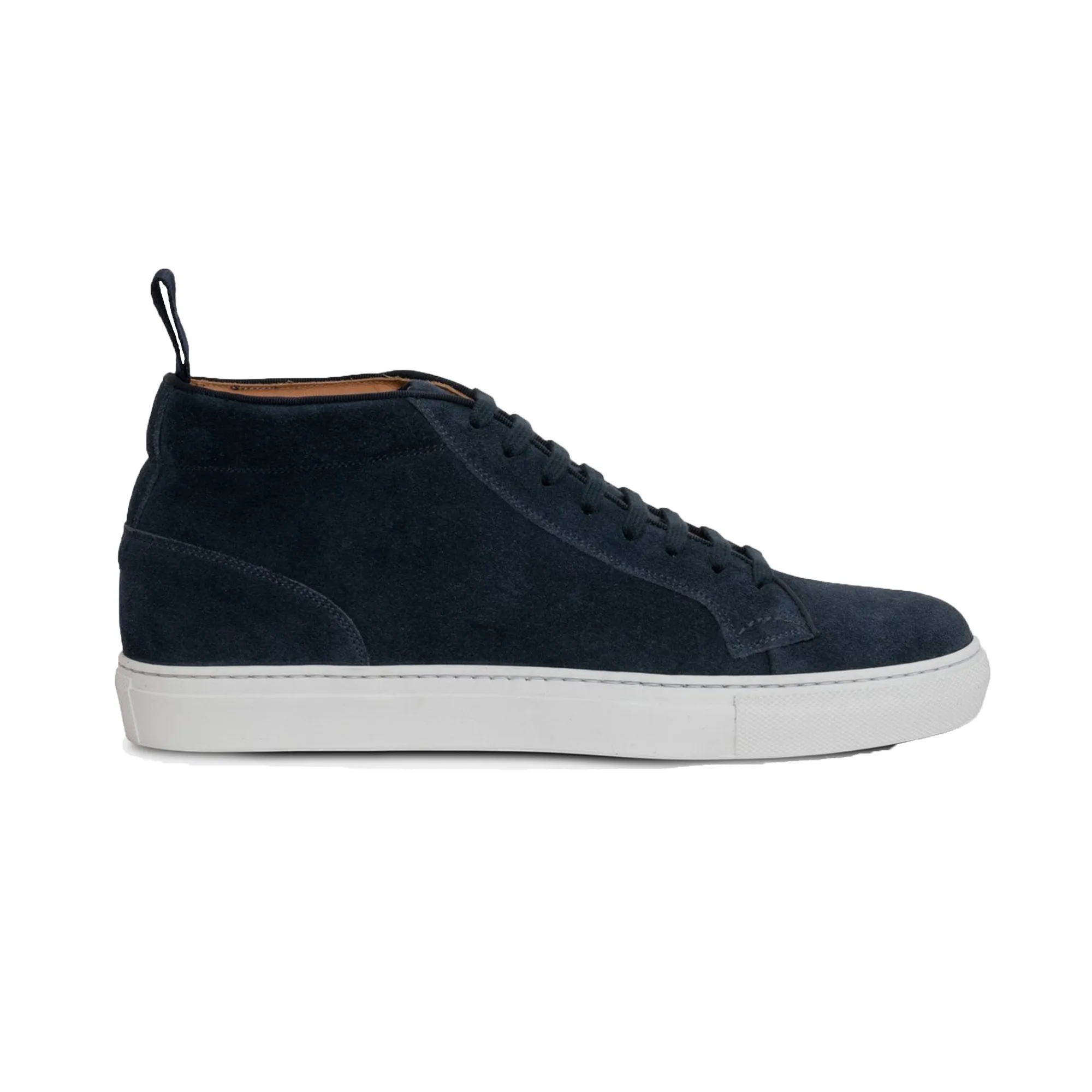 Flat Feet Shoes - Navy Blue Suede Leather Angus Sneaker Boots with Arch Support
