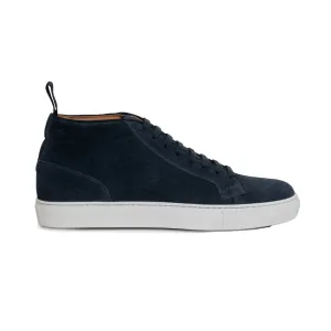 Flat Feet Shoes - Navy Blue Suede Leather Angus Sneaker Boots with Arch Support