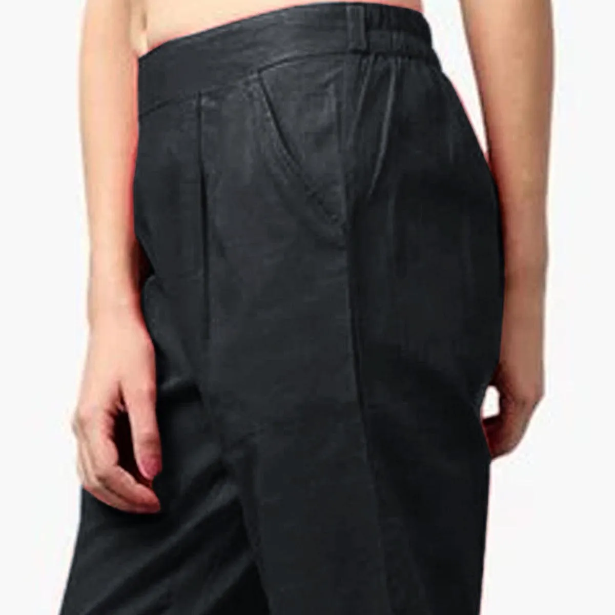 Flaunt Black Colored Casual Wear Cotton Pant
