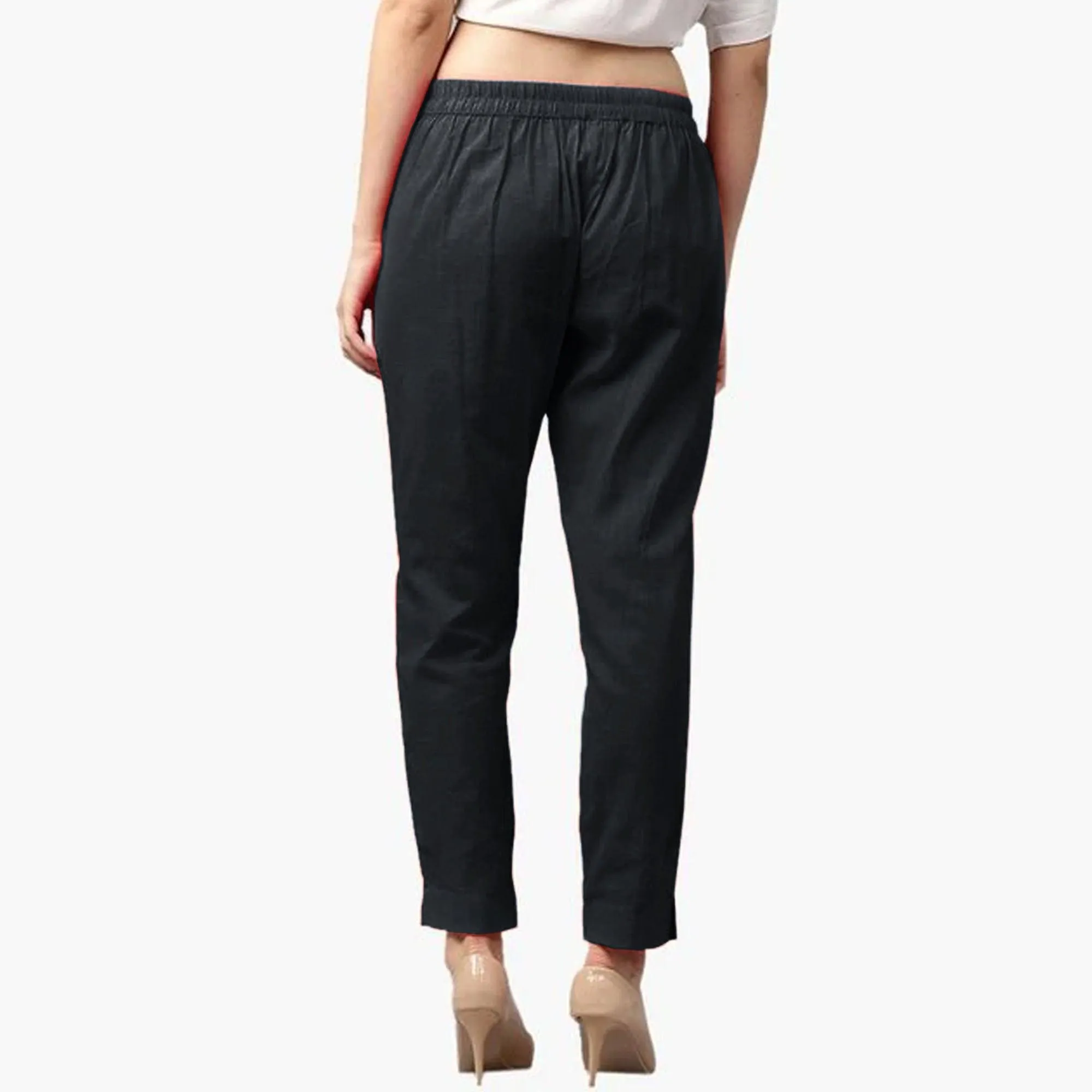 Flaunt Black Colored Casual Wear Cotton Pant
