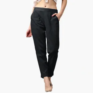 Flaunt Black Colored Casual Wear Cotton Pant