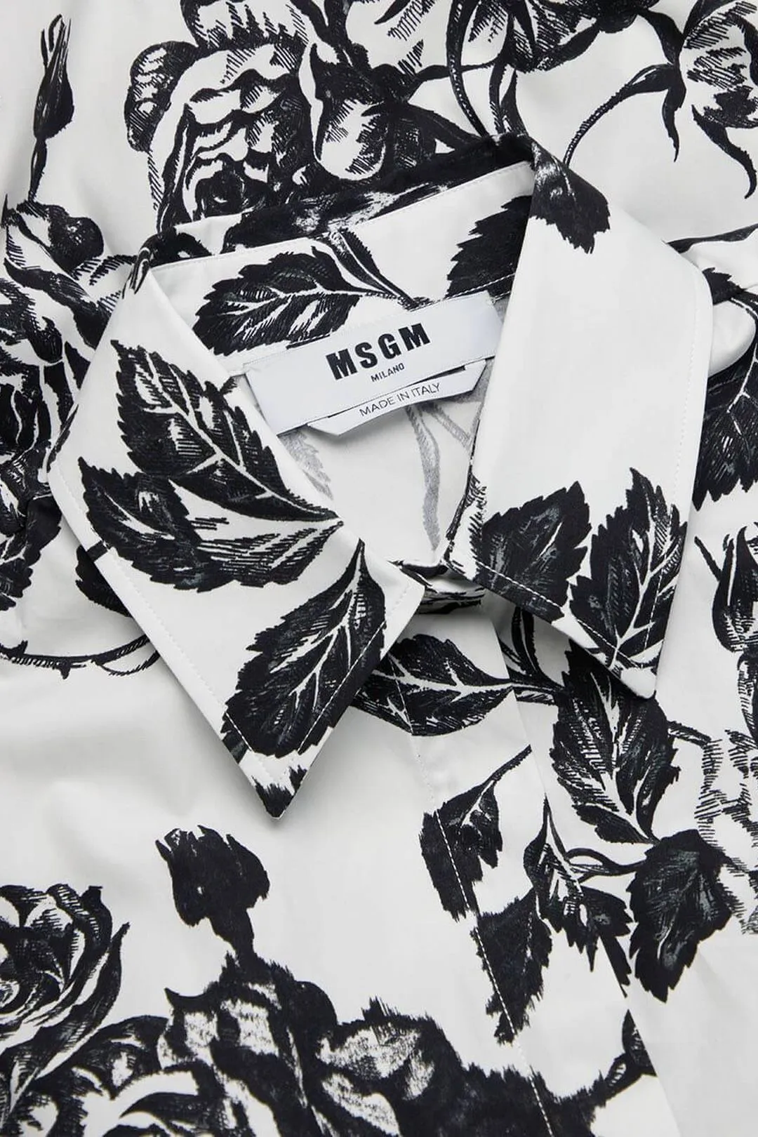 Floral-Pattern Puff-Sleeve Shirt Dress