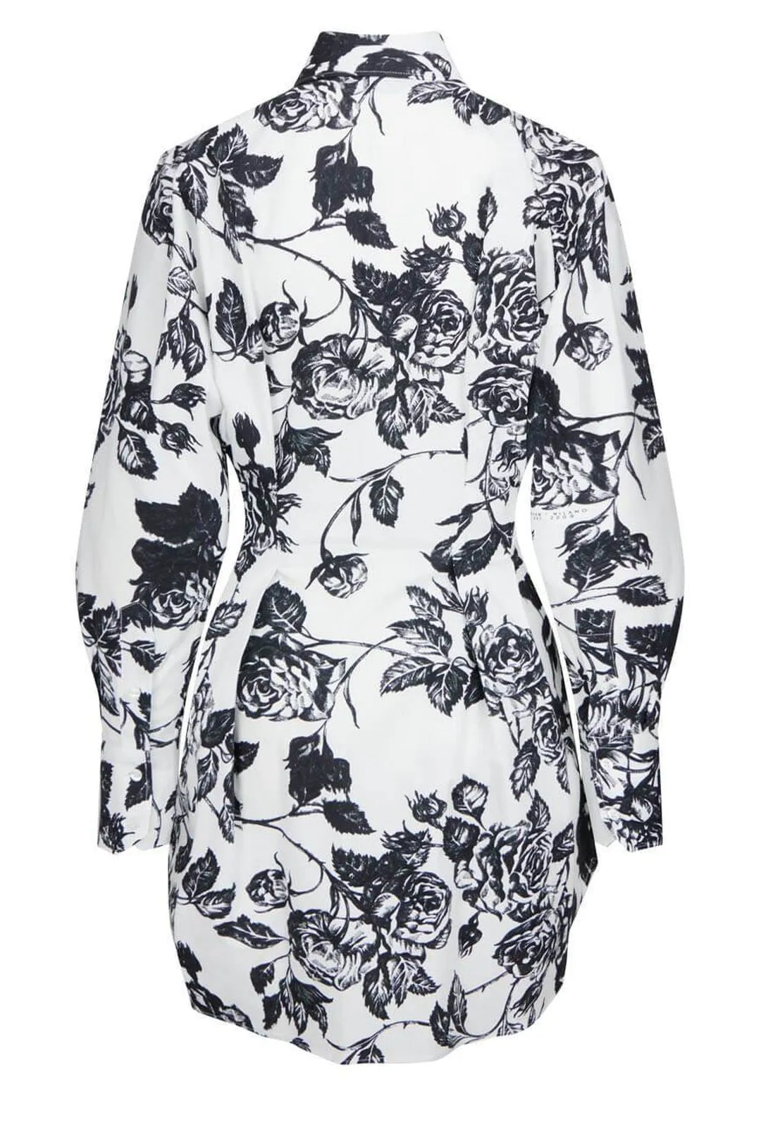 Floral-Pattern Puff-Sleeve Shirt Dress