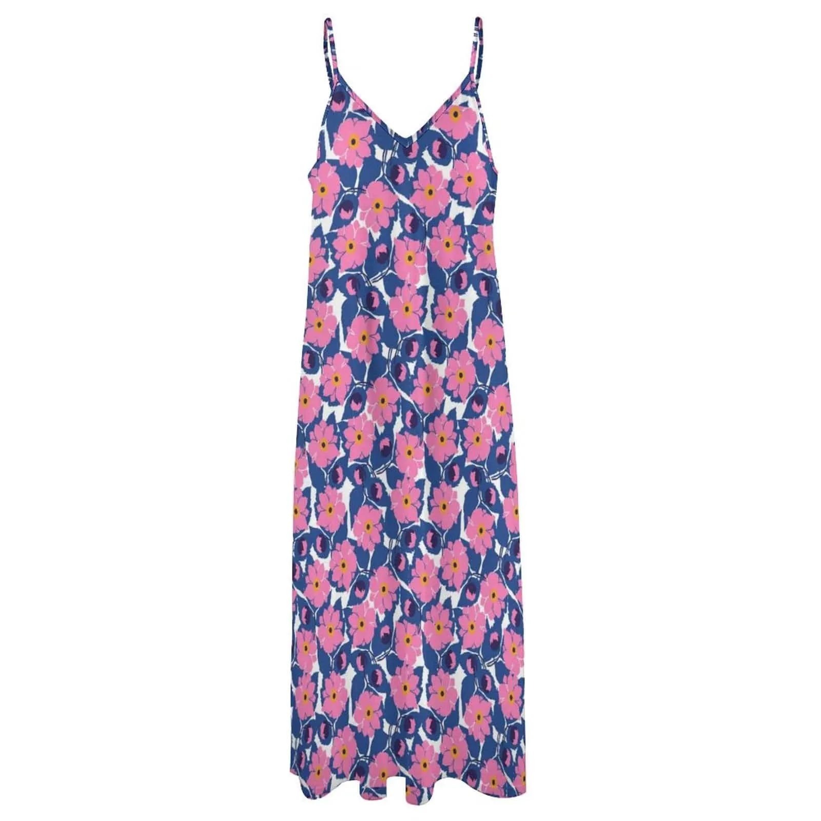 Flowers Summer Dress Straps Slip Dress Sleeveless Beach Dress Women's Long Slip Dress Gift for Her